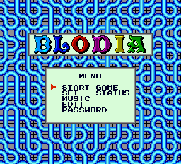 Blodia title screen for PC Engine